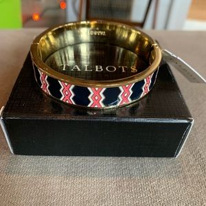 Talbots enameled bracelet. NWT. Pink, black & white. Gold tone finish inside.